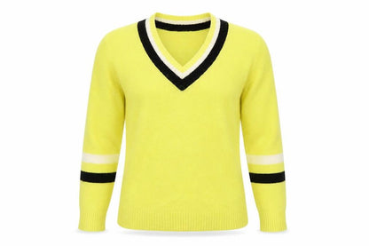 Marks & Spencer Women Yellow V-Neck Wool Pullover Jumper S