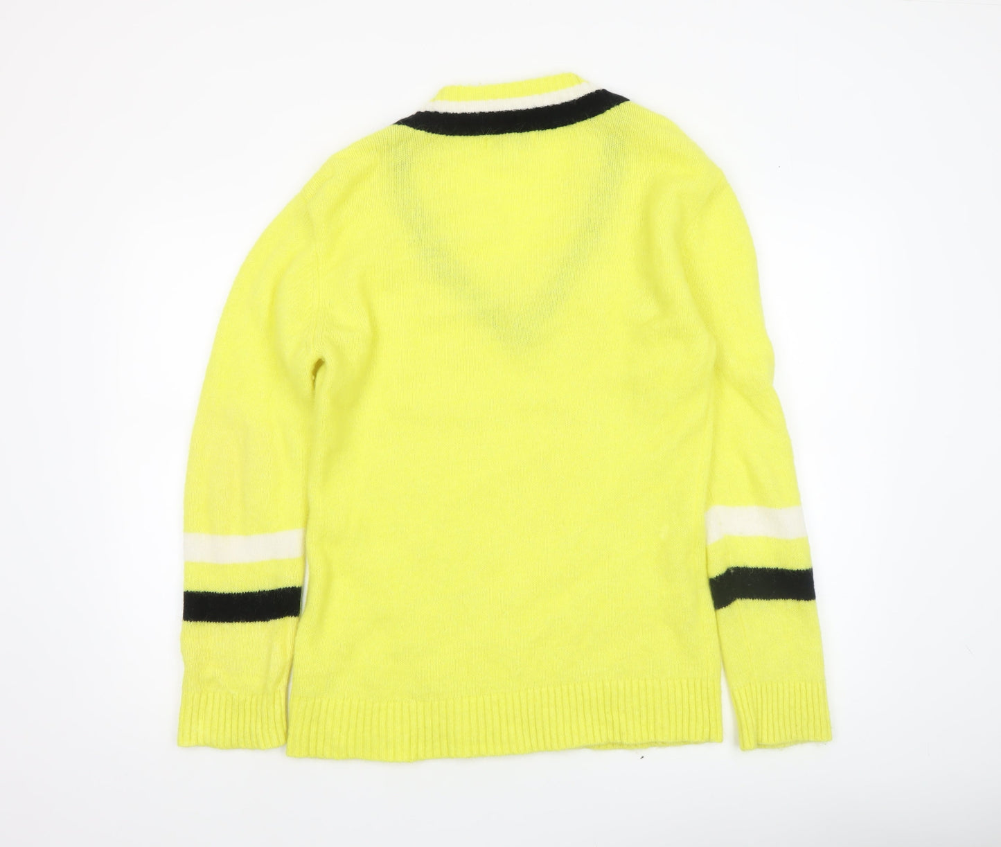 Marks and Spencer Women Yellow V-Neck Wool Pullover Jumper S