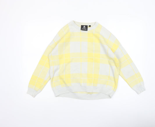 Lyle & Scott Womens Yellow Check Cotton Jumper Size L
