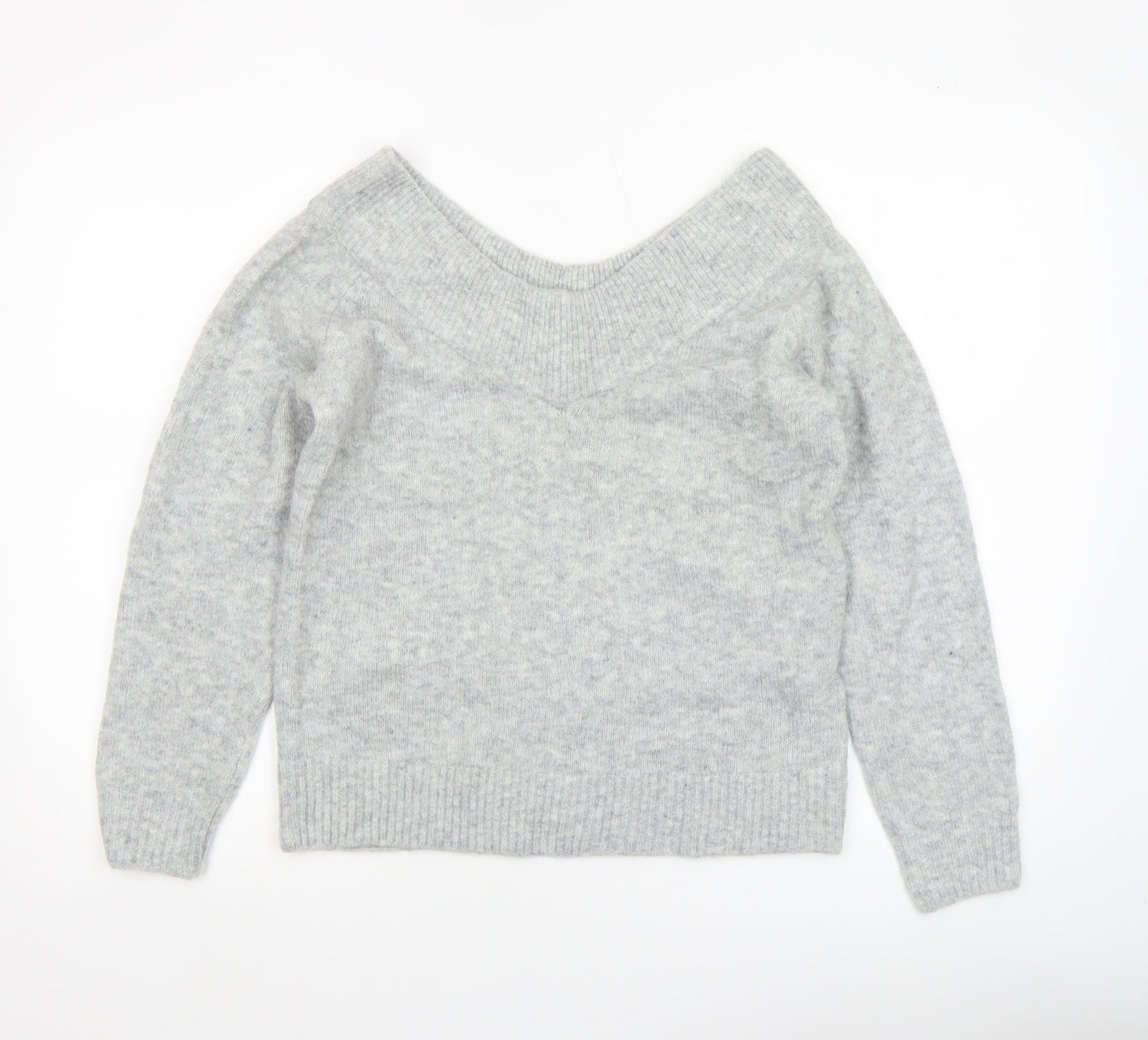 H&M Women’s Grey V-Neck Knit Jumper Size S