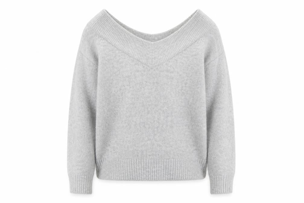 H&M Women’s Grey V-Neck Knit Jumper Size S