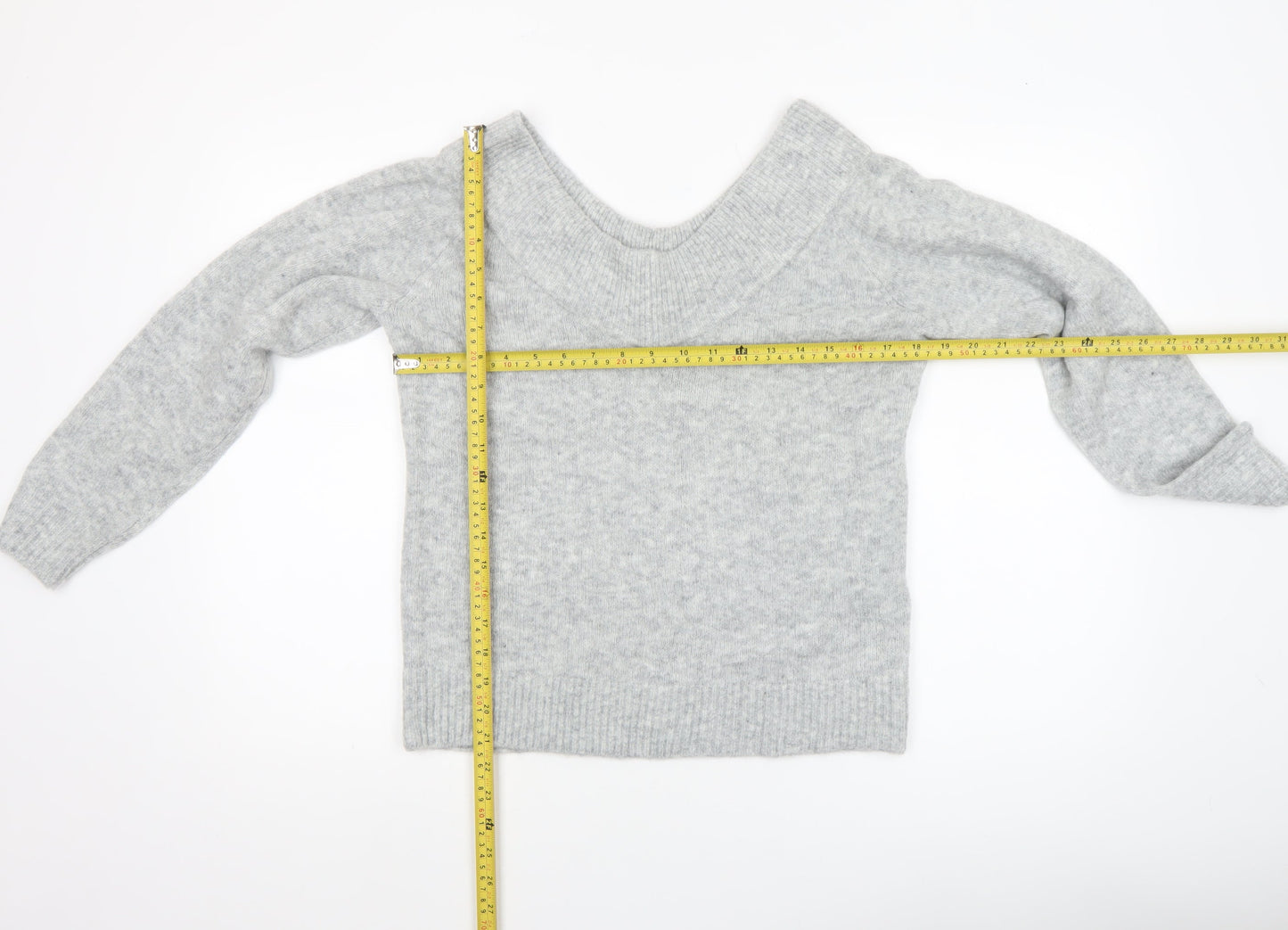 H&M Women’s Grey V-Neck Knit Jumper Size S