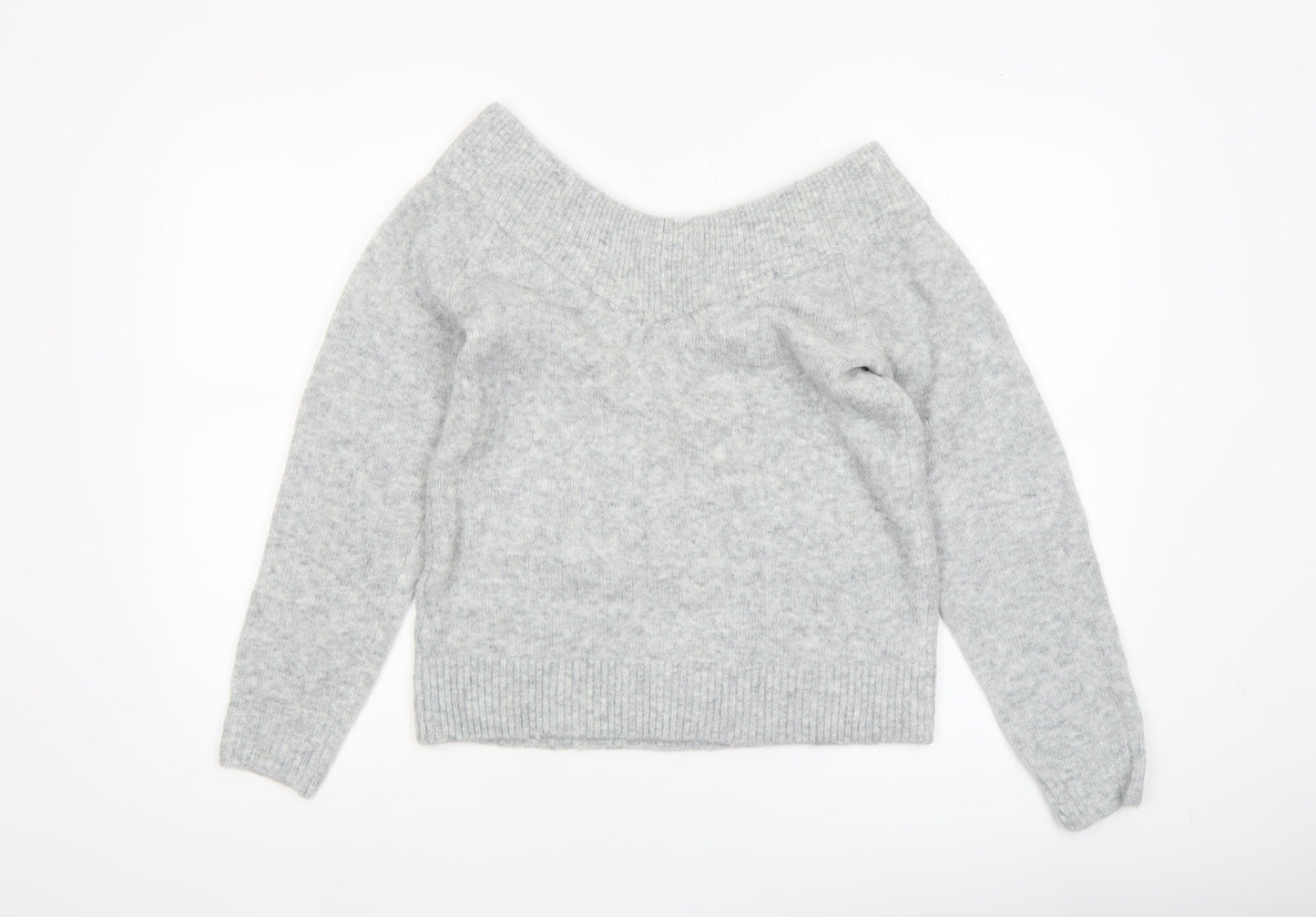 H&M Women’s Grey V-Neck Knit Jumper Size S