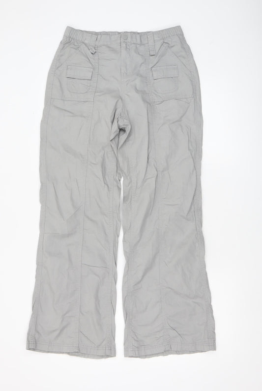 H&M Divided Women’s Grey Cargo Trousers Size 2 Cotton Straight Leg