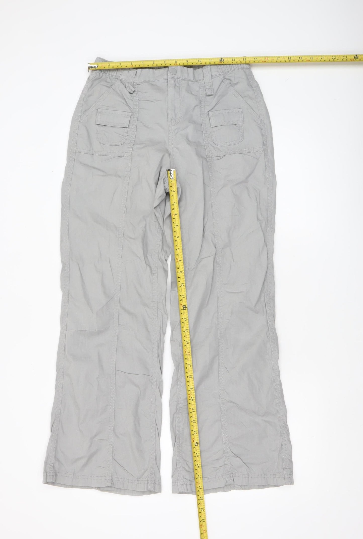 H&M Divided Women’s Grey Cargo Trousers Size 2 Cotton Straight Leg