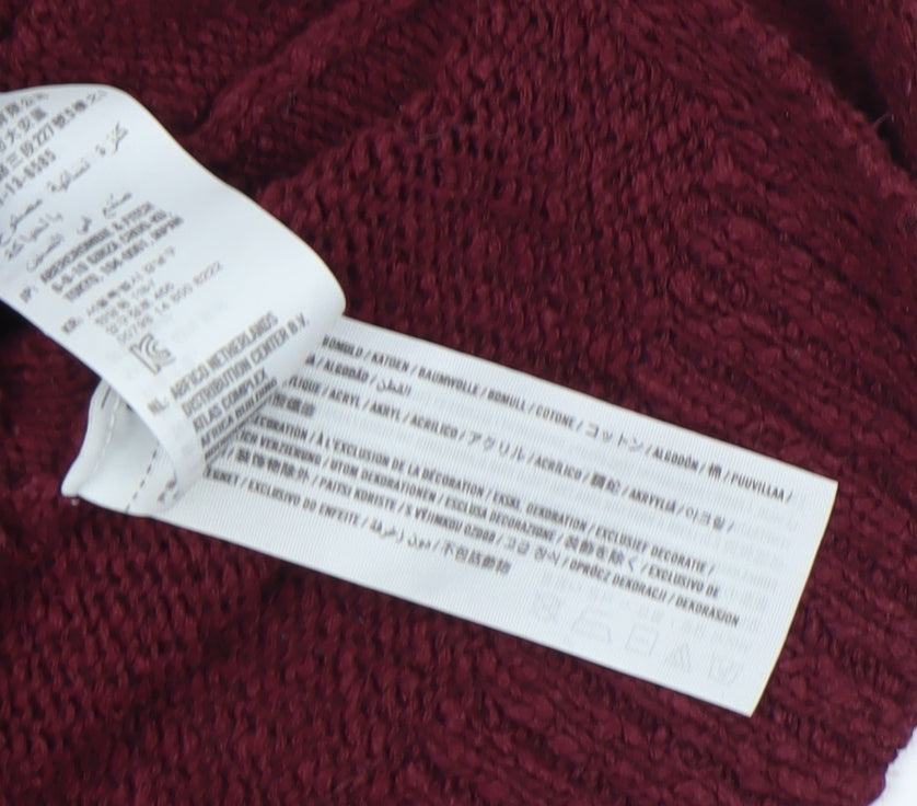 Hollister Women's Red Striped Crew Neck Knit Jumper XS