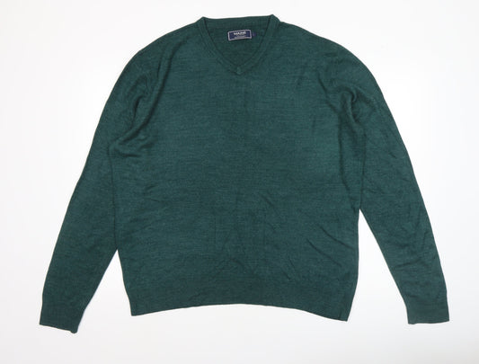 Maine New England Men’s Green V-Neck Acrylic Jumper Size L