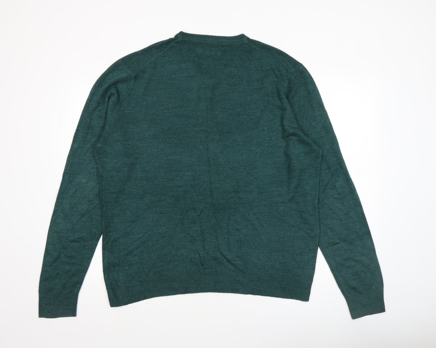 Maine New England Men’s Green V-Neck Acrylic Jumper Size L
