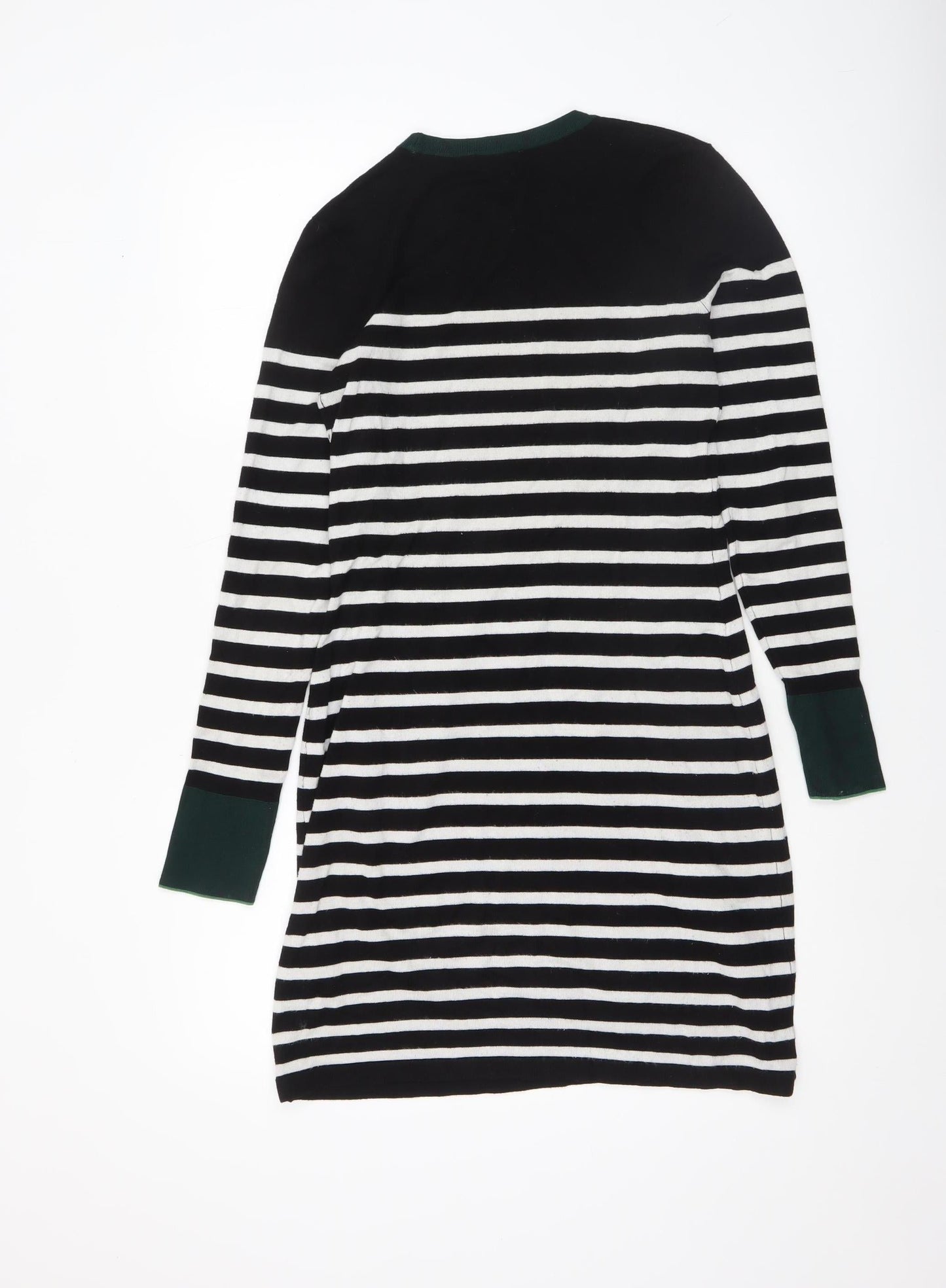 Warehouse Women’s Black Striped Jumper Dress Size 8 Knit Long Sleeve