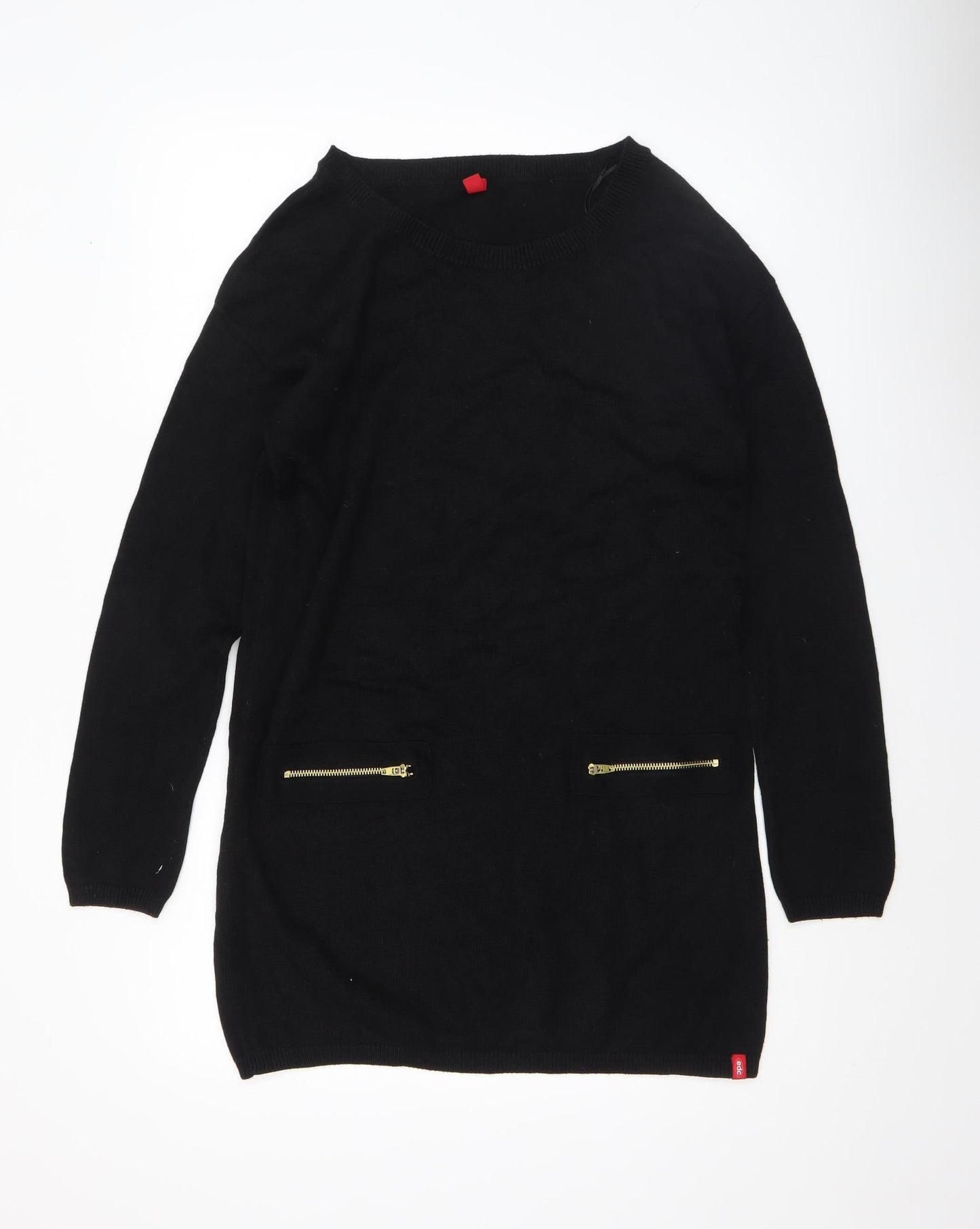EDC Womens Black Tunic Jumper M Knit Long Sleeve Zip Detail
