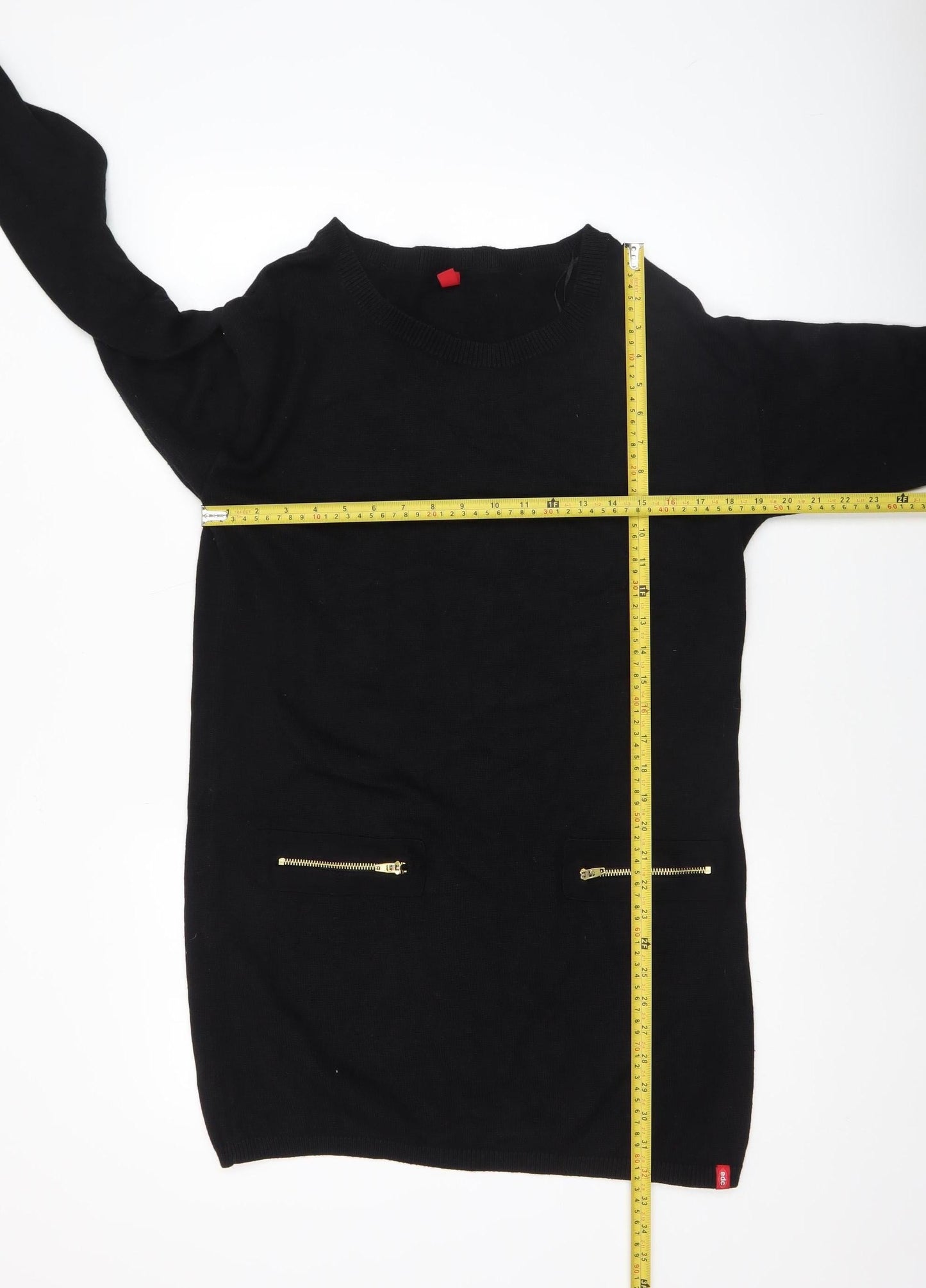 EDC Womens Black Tunic Jumper M Knit Long Sleeve Zip Detail
