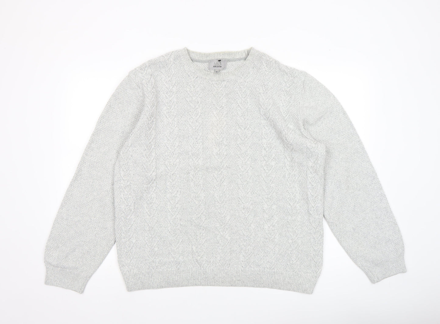 Marks and Spencer Men's Grey XL Cotton Crew Neck Jumper