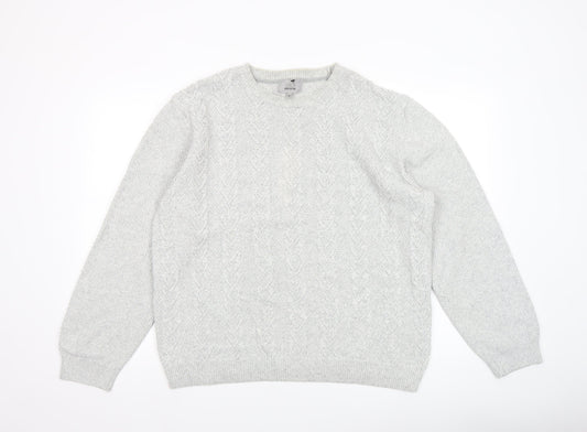 Marks and Spencer Men's Grey XL Cotton Crew Neck Jumper