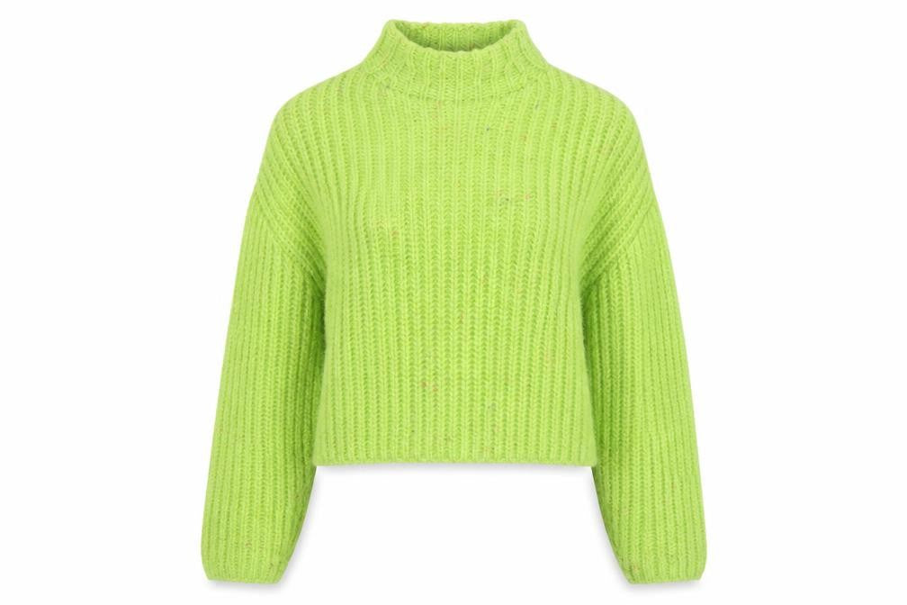 Stradivarius Women’s Green Chunky-Knit High Neck Pullover Jumper Size 8