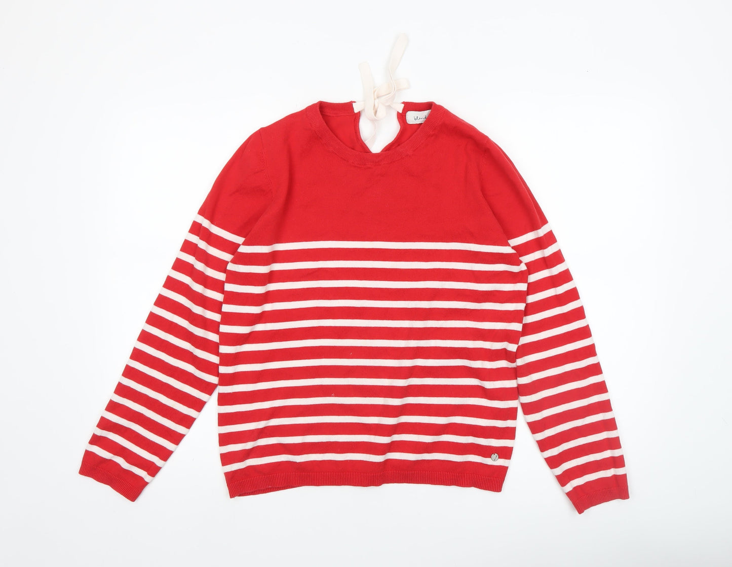 Blendshe Women's Red Striped Cotton Knit Pullover Jumper Size S