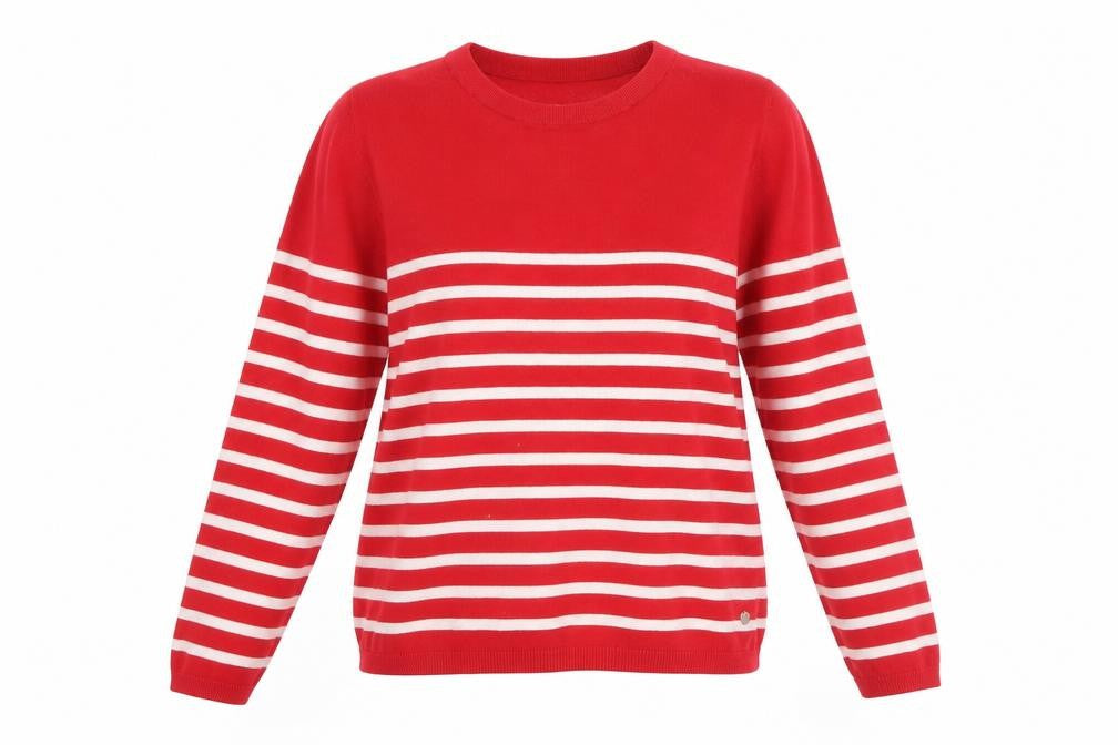 Blendshe Women's Red Striped Cotton Knit Pullover Jumper Size S