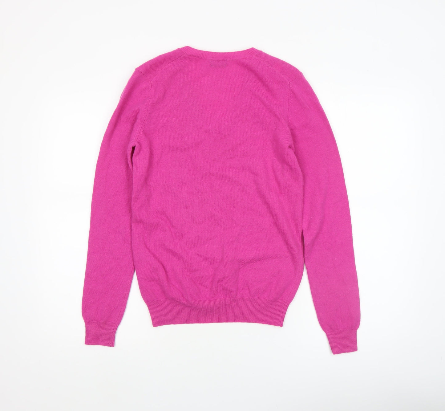 United Colors of Benetton Women’s Pink V-Neck Merino Wool Jumper Size S