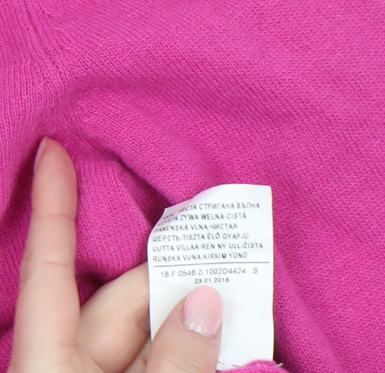 United Colors of Benetton Women’s Pink V-Neck Merino Wool Jumper Size S