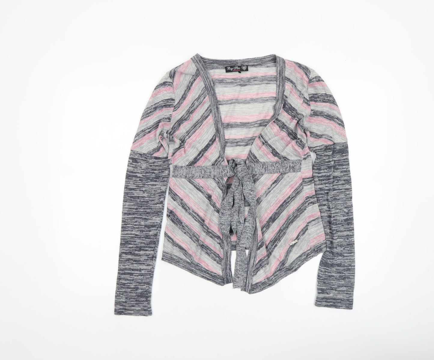 Big Star Women’s Multicoloured Striped Cardigan M Knit Belted V-Neck