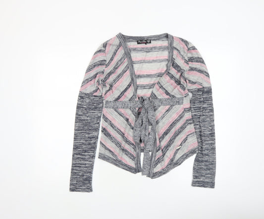 Big Star Women’s Multicoloured Striped Cardigan M Knit Belted V-Neck
