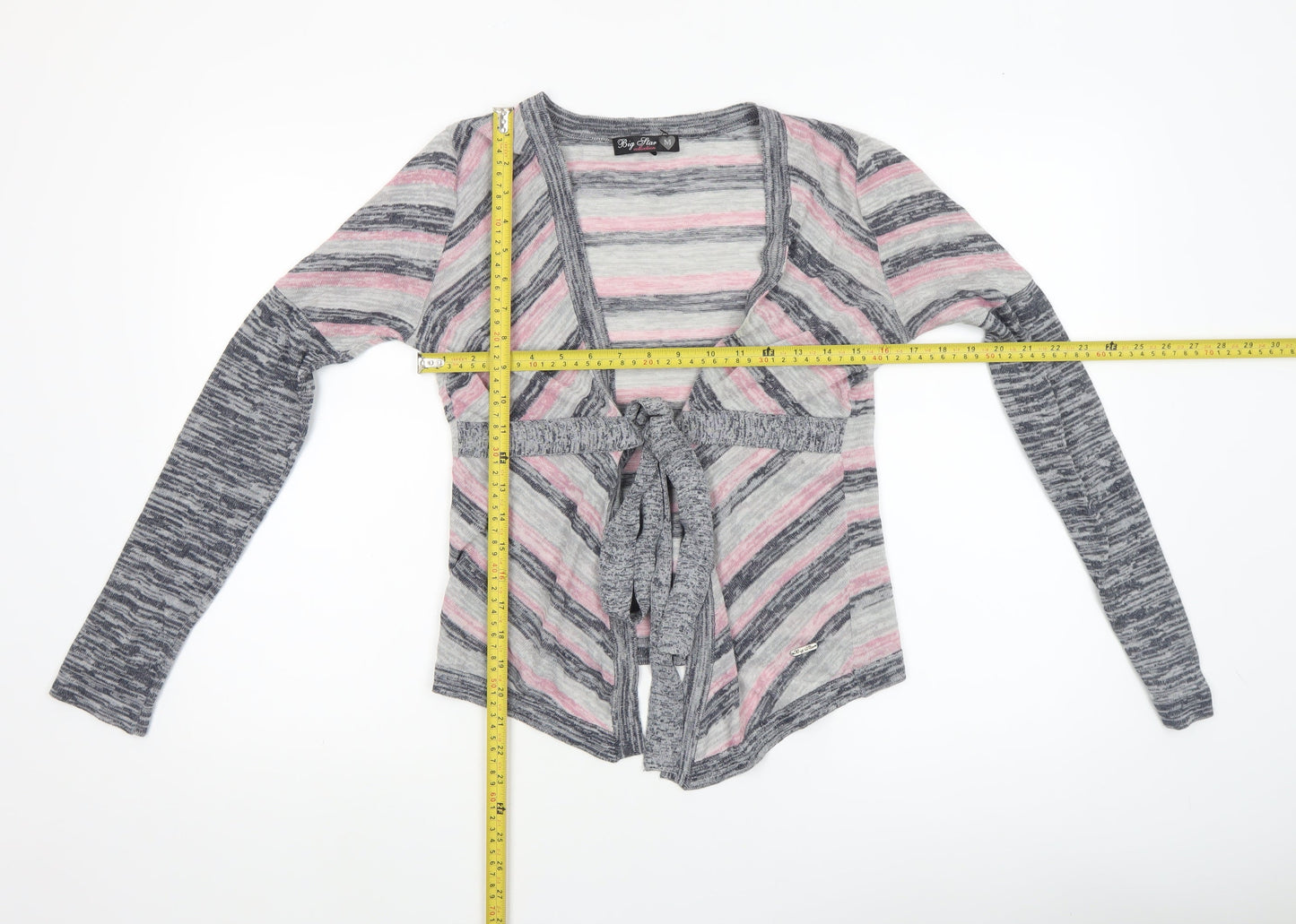 Big Star Women’s Multicoloured Striped Cardigan M Knit Belted V-Neck