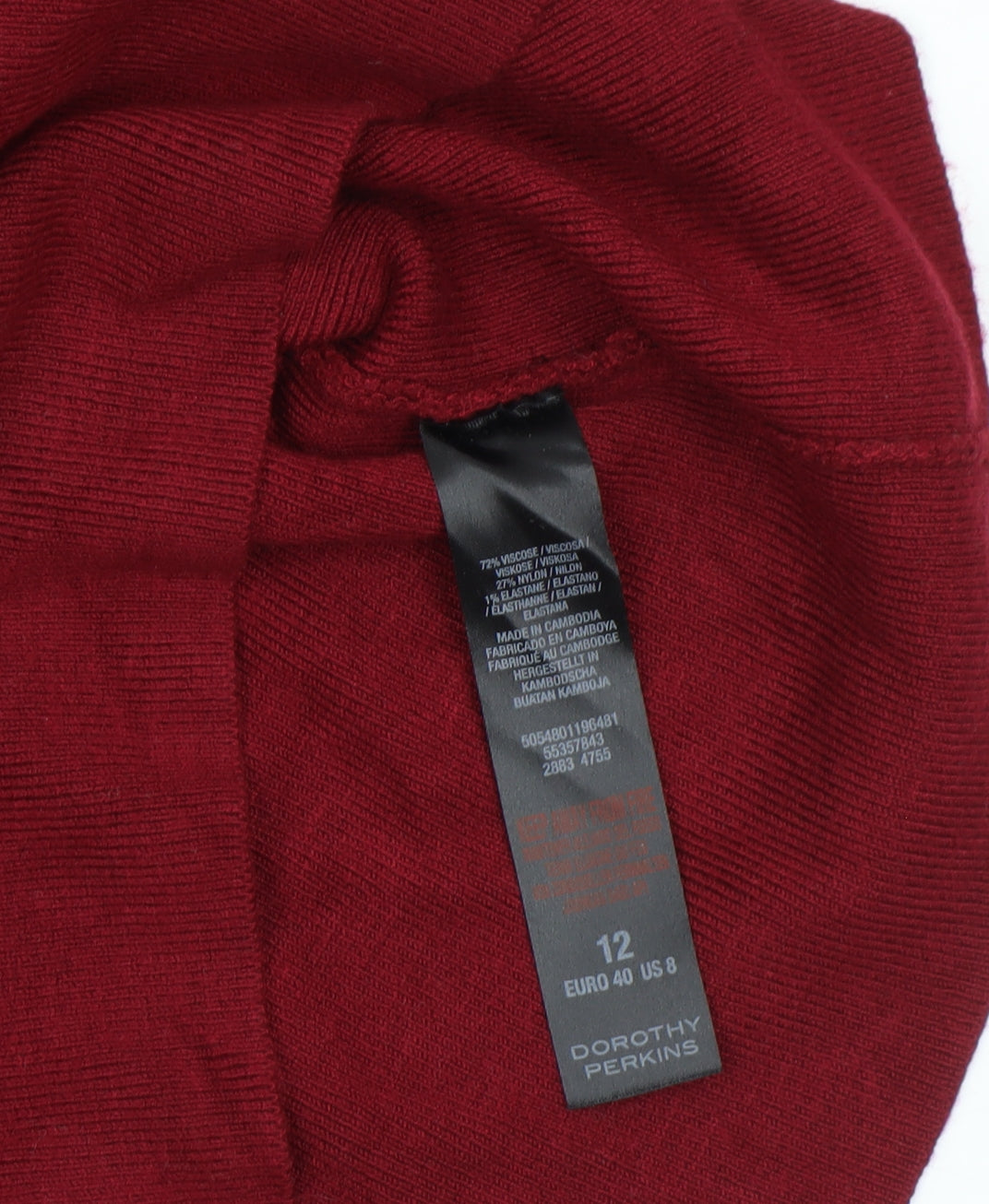 Dorothy Perkins Women’s Red Knit Shift Dress Size 12 Short Sleeve Zip Detail