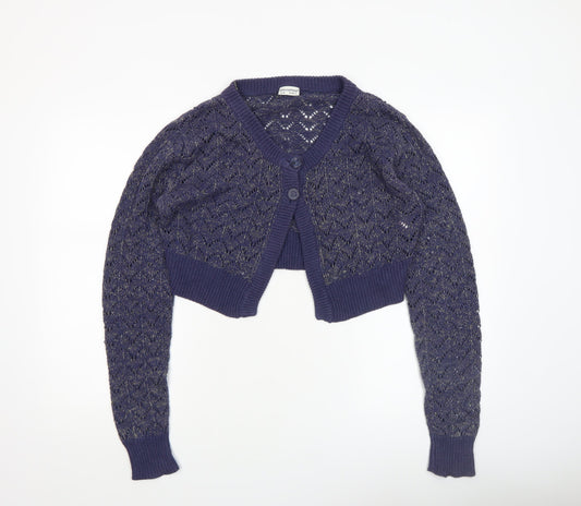Atmosphere Women's Blue Open-Knit V-Neck Cardigan Size 16-18