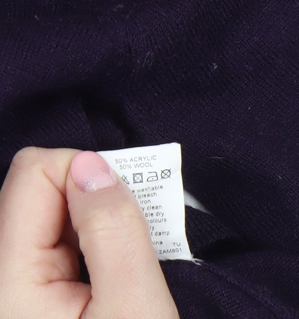 River Island Men's Purple Wool Blend Crew Neck Jumper L