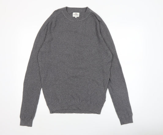Ben Sherman Men's Grey Cotton Crew Neck Jumper M Waffle Knit
