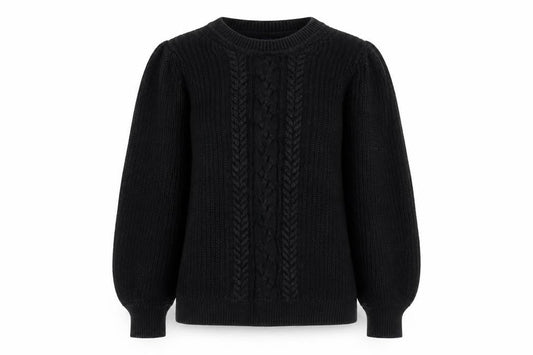 Gap Women's Black Cable-Knit Cotton Crew Neck Jumper Size S