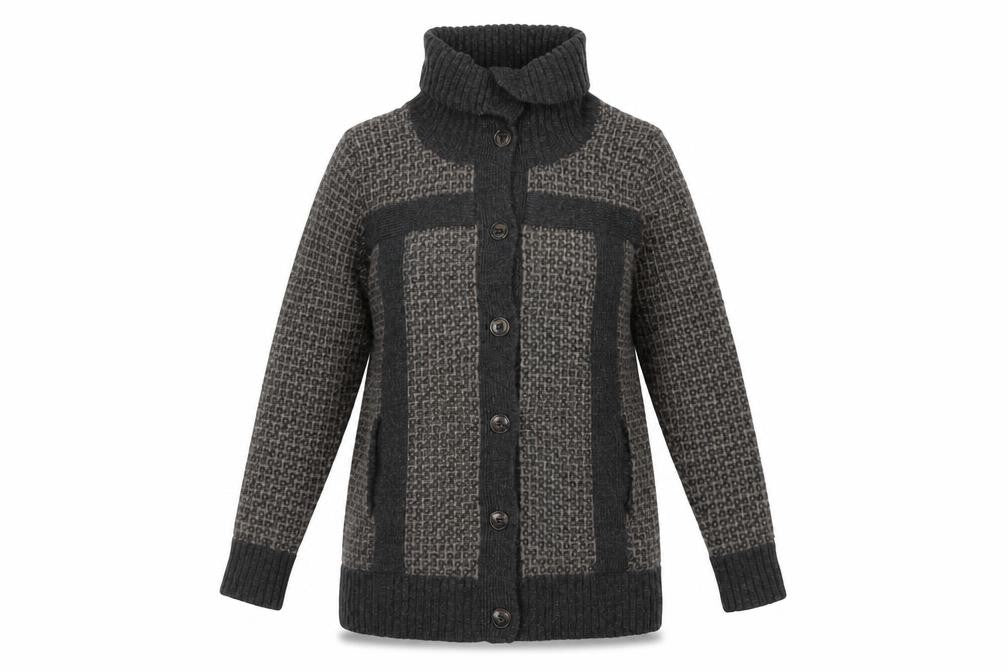 GAP Women's Grey Chunky Lambswool Long Cardigan S High Neck