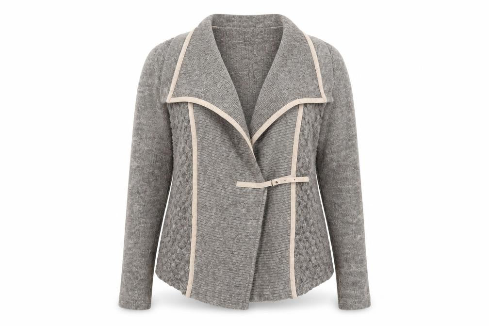 Frank Walder Women’s Grey Mohair Blend Open Cardigan Size 14