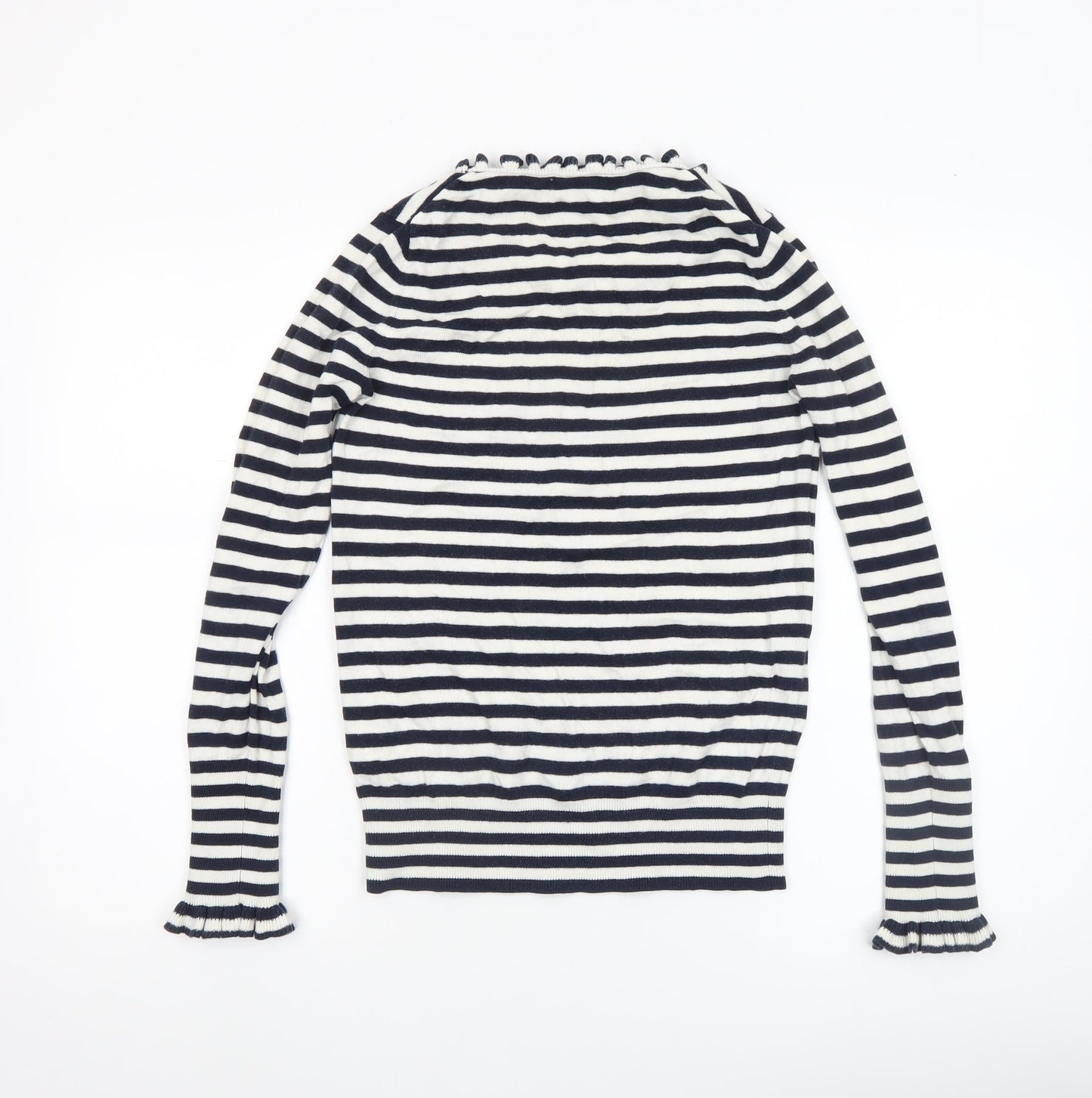Boden Women Blue Striped Wool Cotton Crew Neck Jumper UK 8