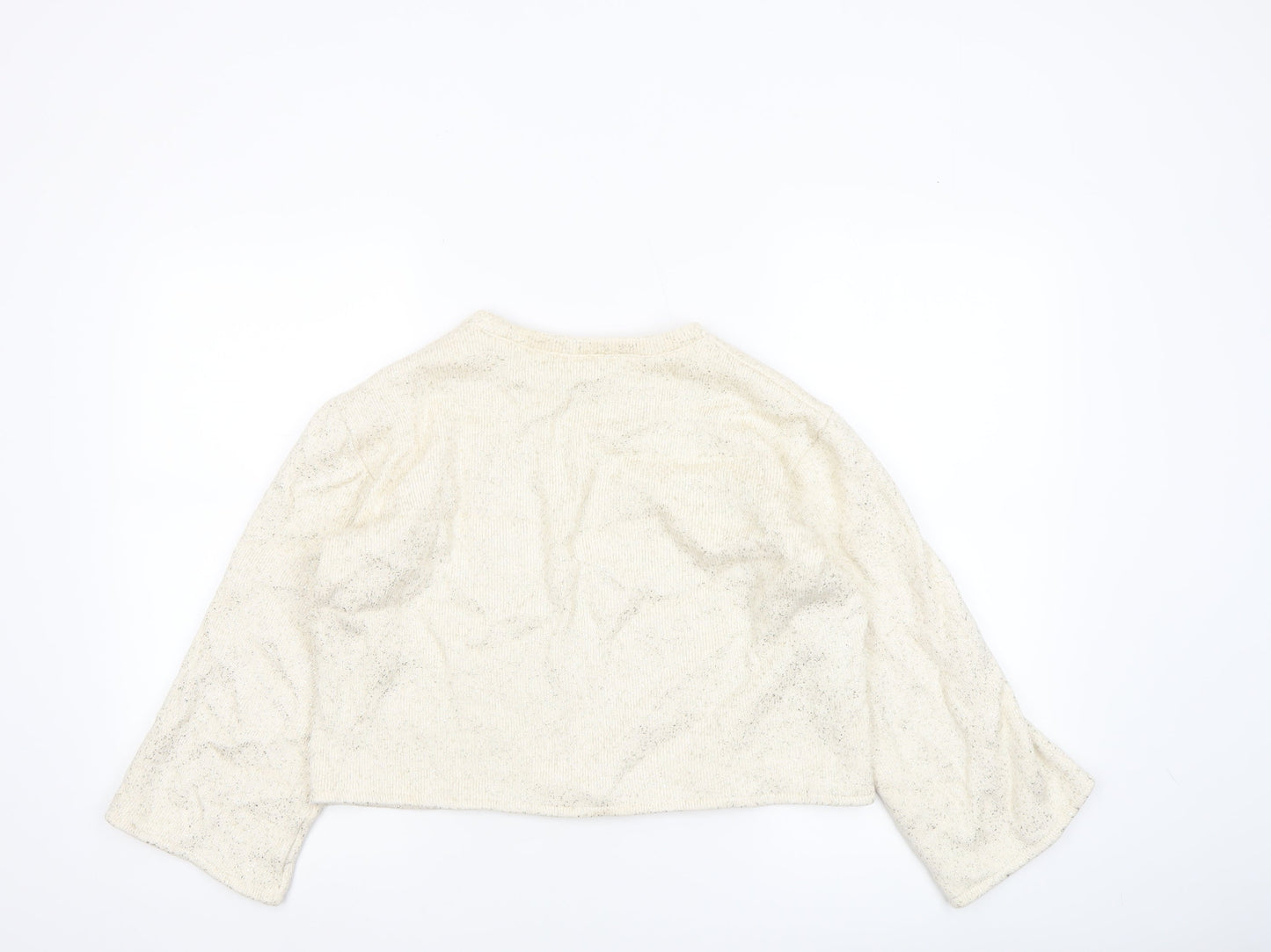 ZARA Women’s Ivory Glitter Knit Long Sleeve Pullover Jumper Size 8