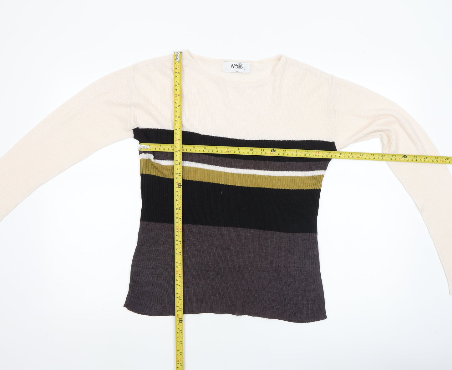 Wallis Women’s Multicoloured Striped Crew Neck Knit Jumper L