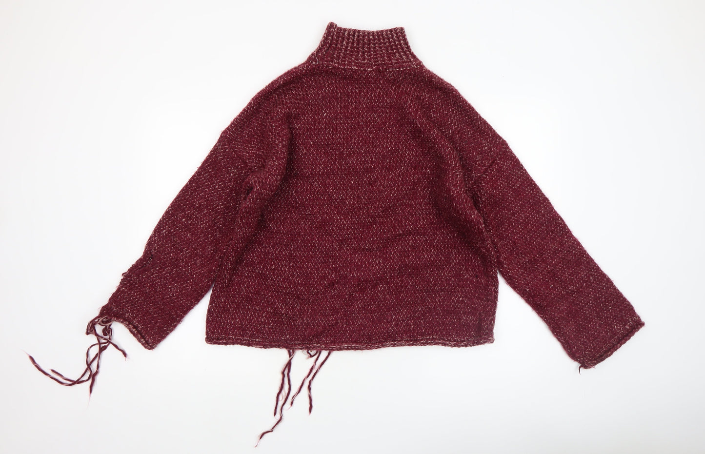 Urban Outfitters Women's Red Roll Neck Chunky Knit Jumper Size S