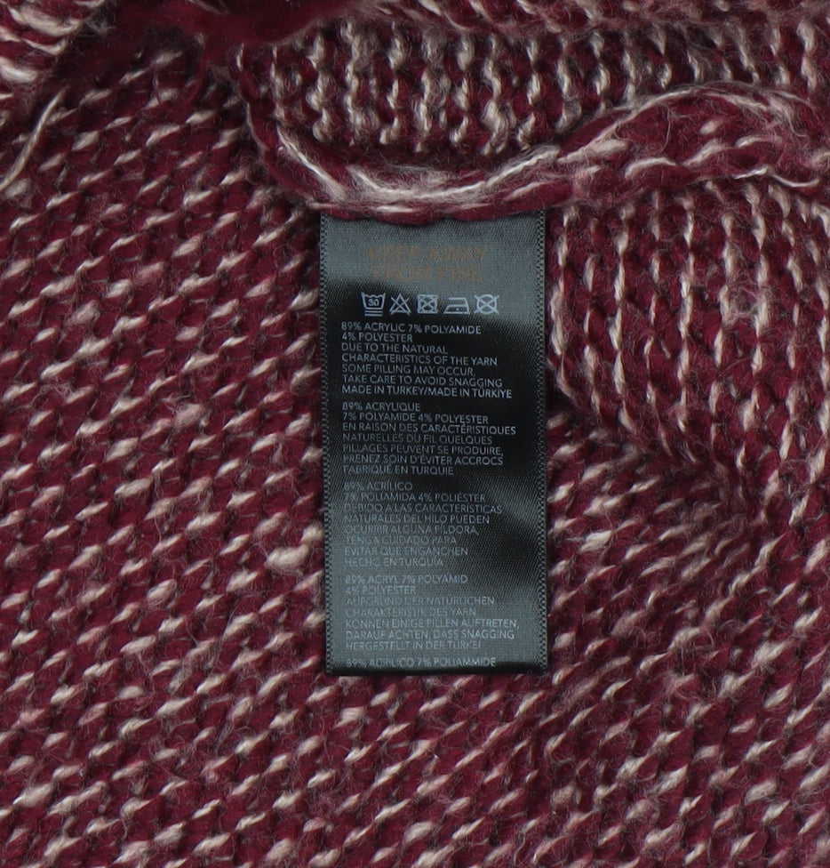 Urban Outfitters Women's Red Roll Neck Chunky Knit Jumper Size S