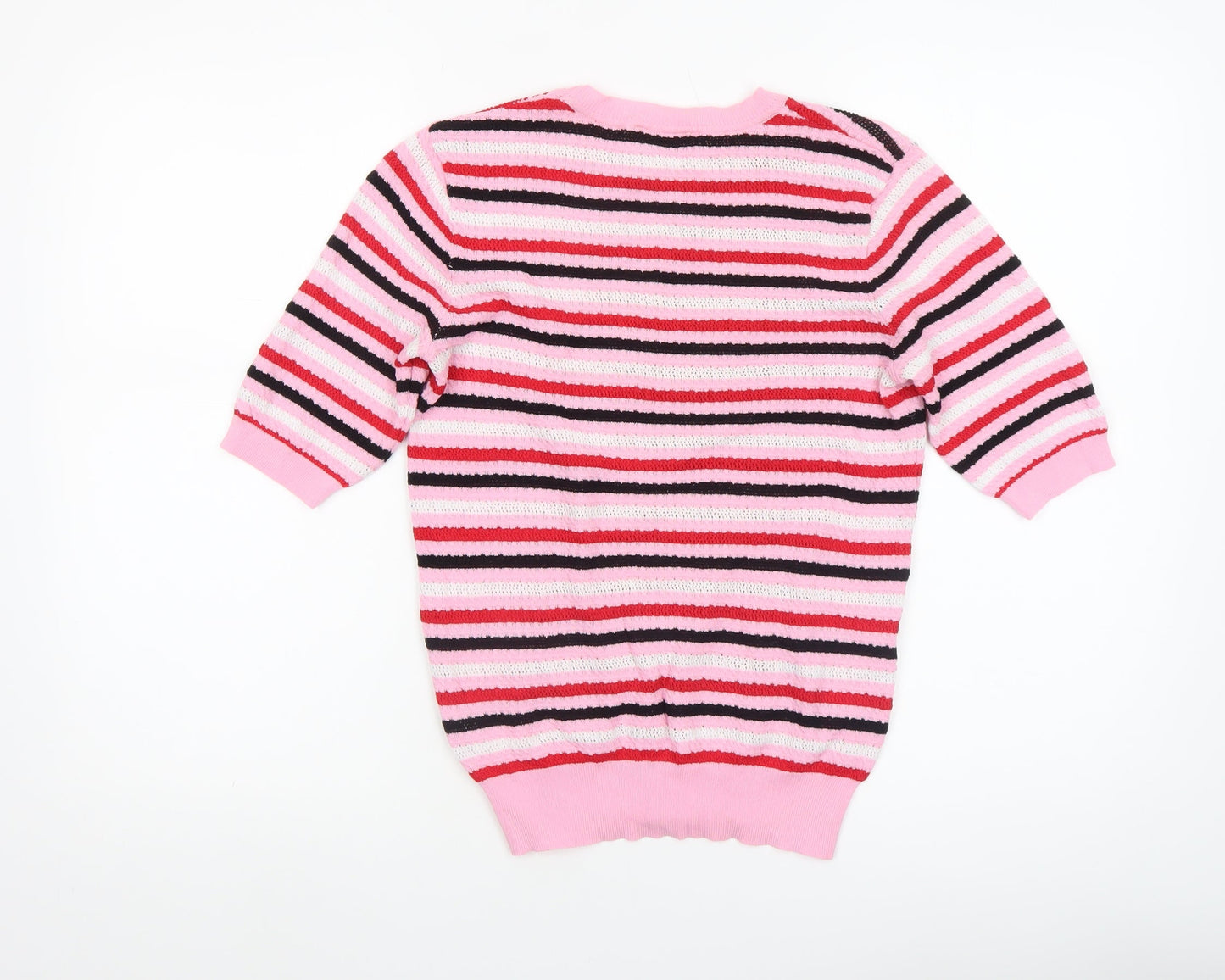 Aviva Women’s Pink Striped Knit Short Sleeve Top Size 12