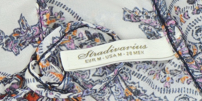 Stradivarius Women’s Multicoloured Paisley Chiffon Tunic Blouse Size 12