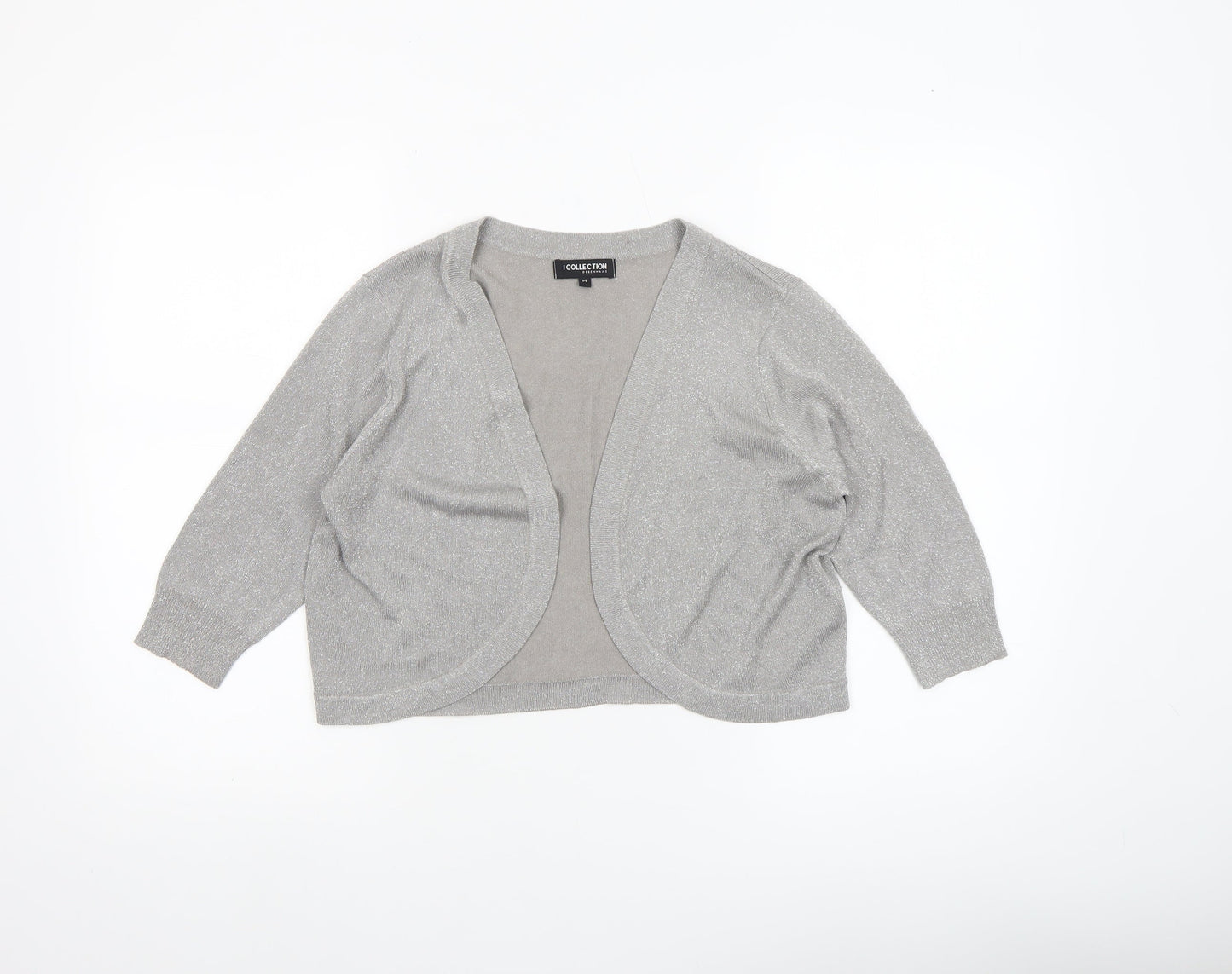 Debenhams Women’s Silver 3/4 Sleeve Open Knit Cardigan Size 14