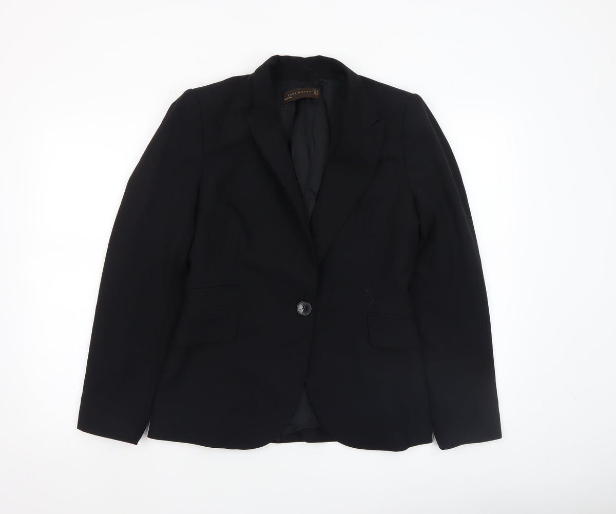 Zara Woman Black Slim Fit Single-Breasted Blazer Size 10