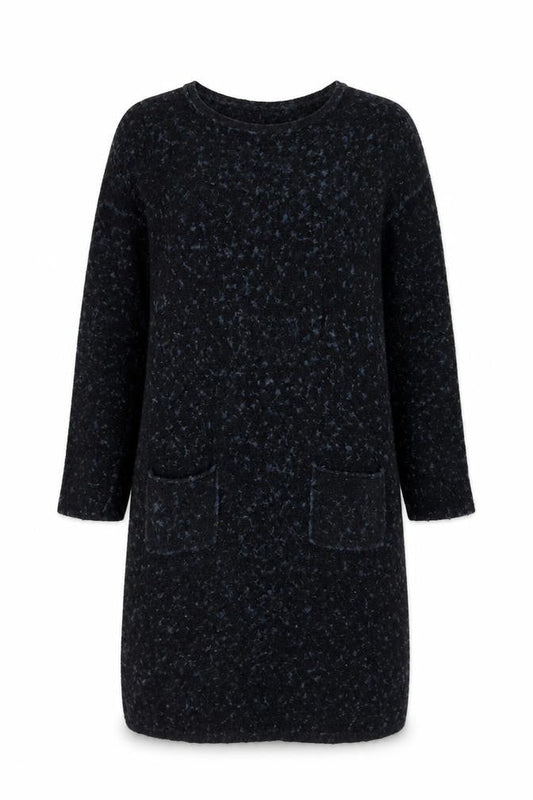 Bloomings Women Black Wool Knit Long Sleeve Jumper Dress L