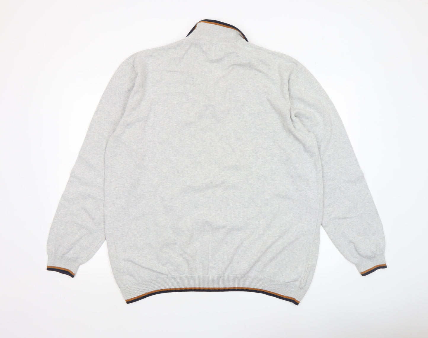 Next Men’s Grey Collared Cotton Pullover Jumper 2XL Classic Fit