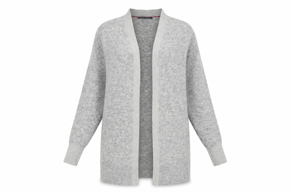 Tommy Hilfiger Women's Grey Wool Blend Open Knit Cardigan XS