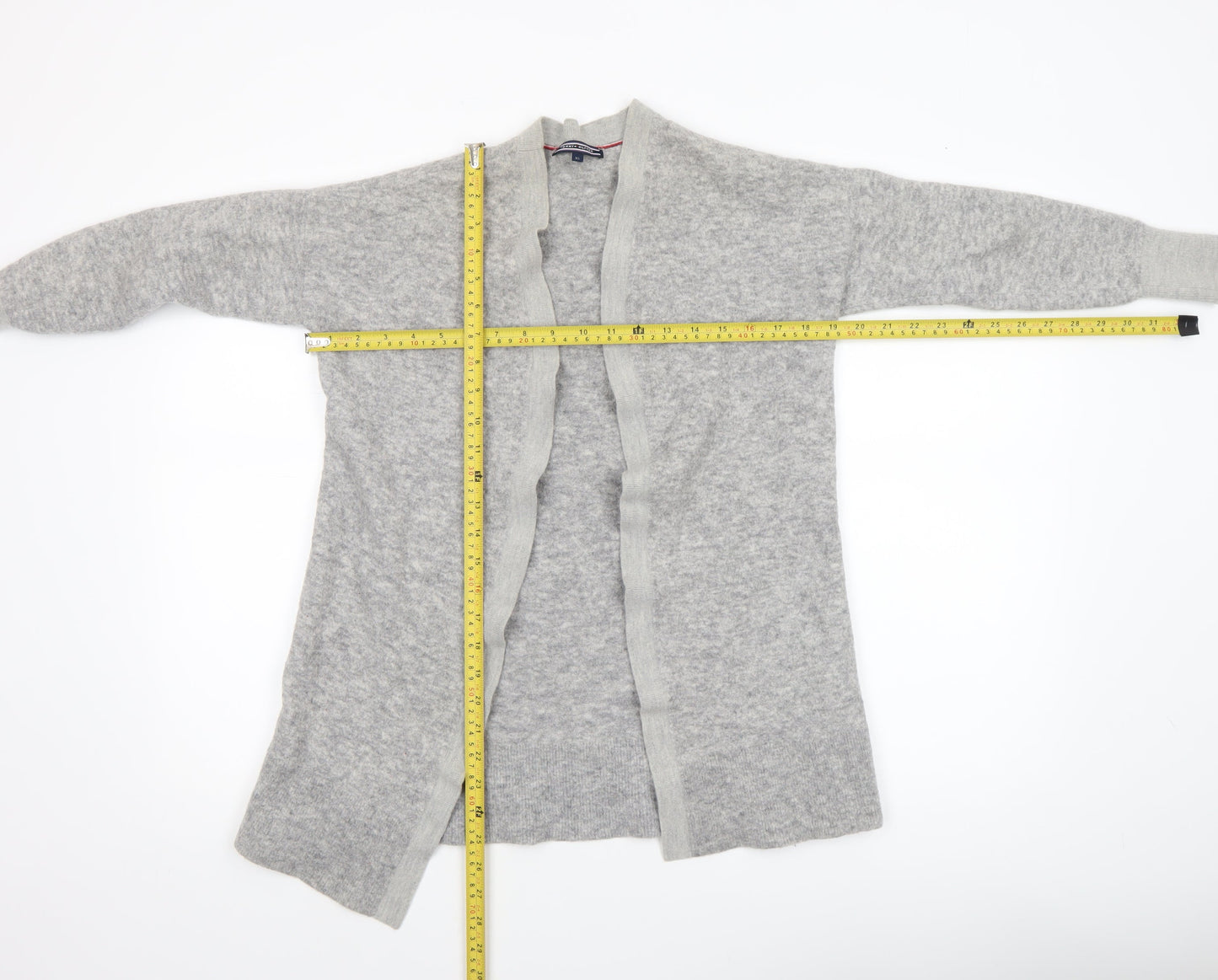 Tommy Hilfiger Women's Grey Wool Blend Open Knit Cardigan XS