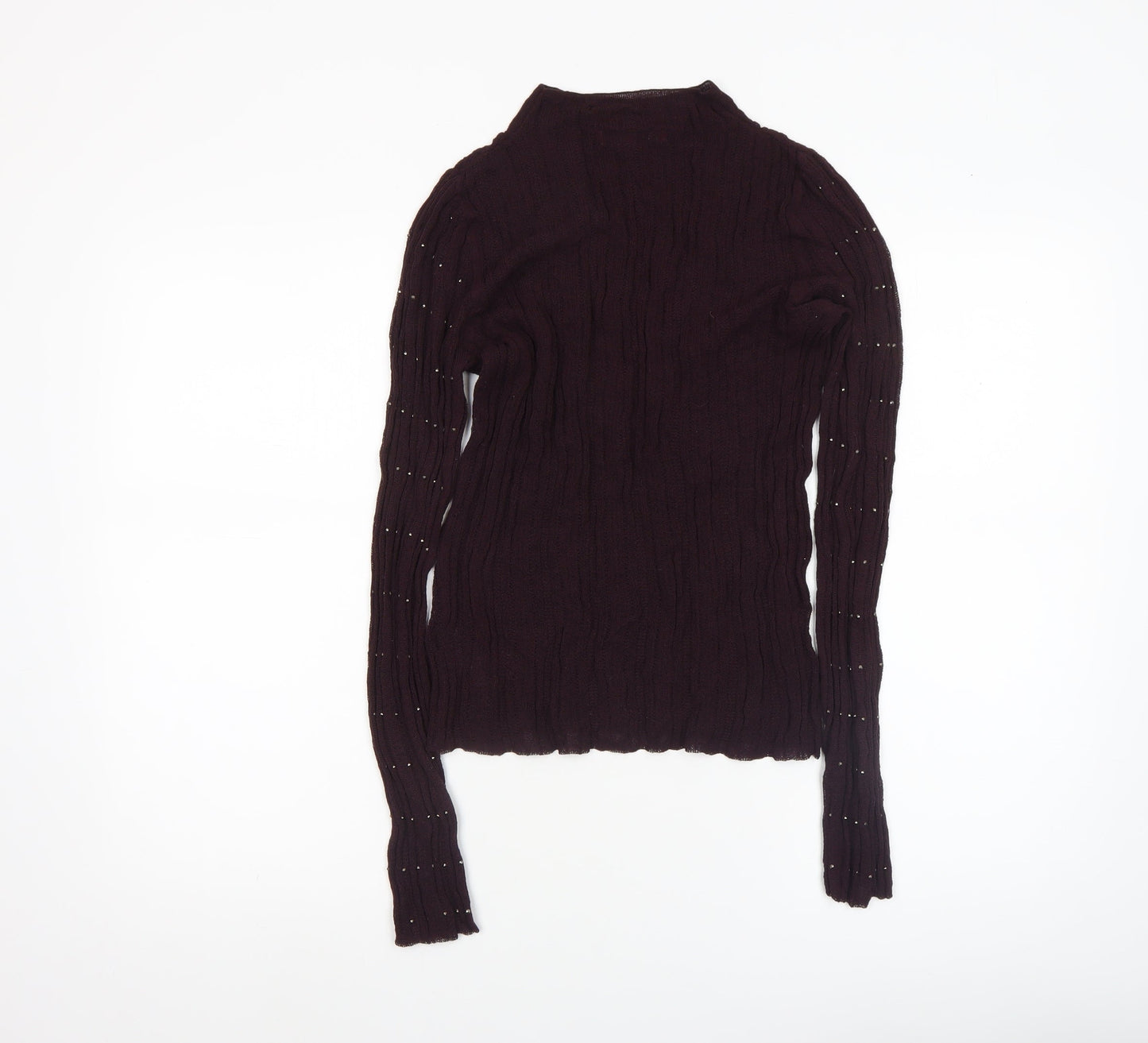 Next Women’s Brown Beaded High Neck Slim Fit Jumper Size 14