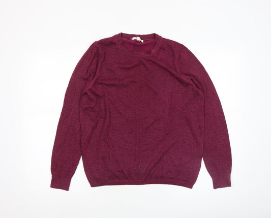 White Stuff Women's Purple Glitter Knit Jumper Size 14