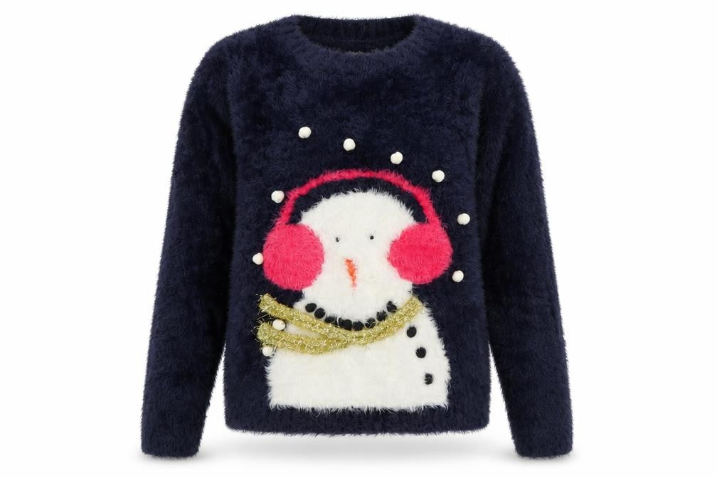 Next Women's Blue Christmas Snowman Jumper Size 8 Pullover Knit