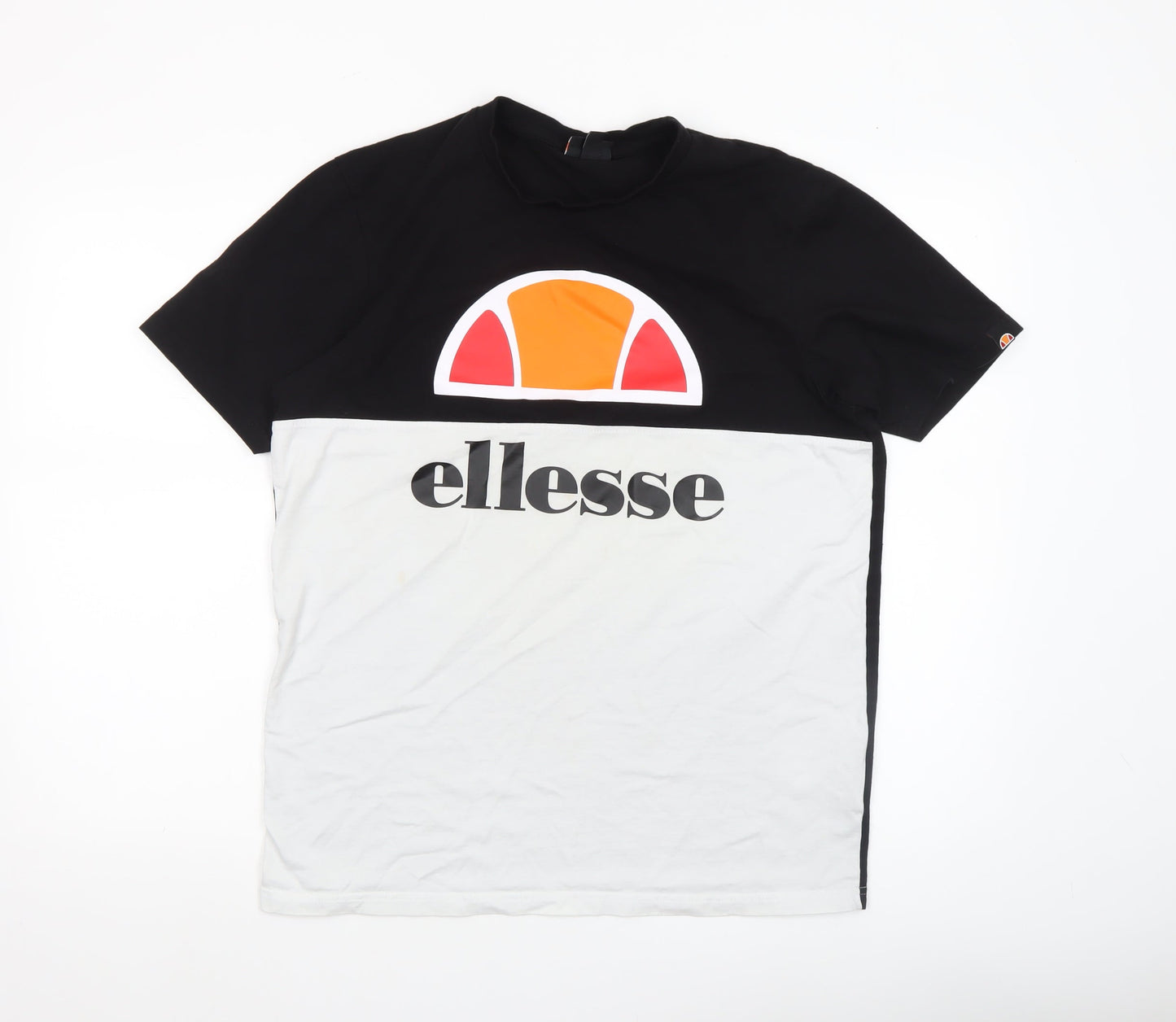 Ellesse Men's Black & White Colourblock Logo T-Shirt UK L
