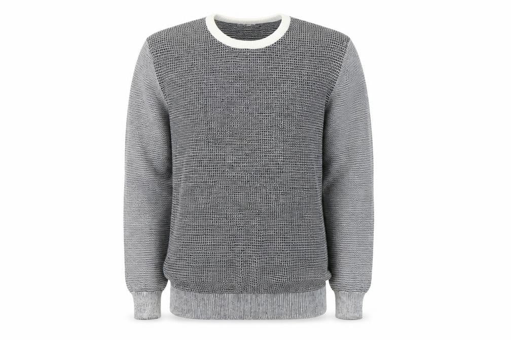 Reiss Men's Grey Cotton Crew Neck Geometric Knit Jumper XL